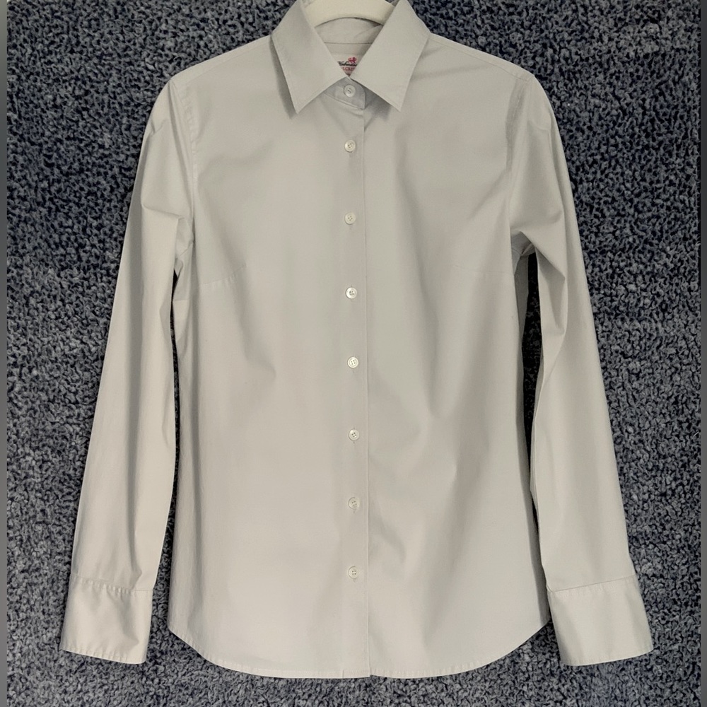 J Crew Haberdashery Women’s Long Sleeve Button Down Oyster Opal Light Gray 4